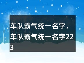 车队霸气统一名字，车队霸气统一名字223条