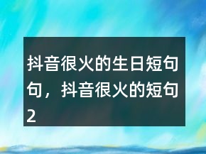 抖音很火的生日短句句，抖音很火的短句246条
