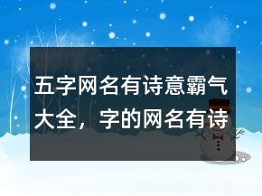 五字网名有诗意霸气大全，字的网名有诗意古风201条