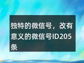 独特的微信号，改有意义的微信号ID205条
