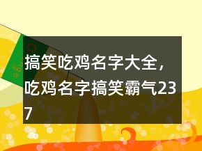 搞笑吃鸡名字大全，吃鸡名字搞笑霸气237条