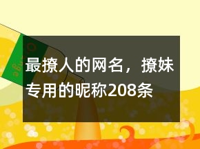 最撩人的网名，撩妹专用的昵称208条