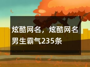 炫酷网名，炫酷网名男生霸气235条