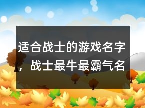 适合战士的游戏名字，战士最牛最霸气名字244条