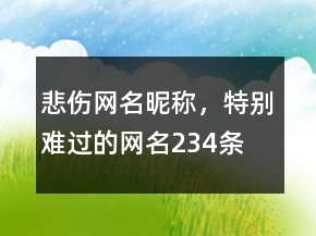 悲伤网名昵称，特别难过的网名234条