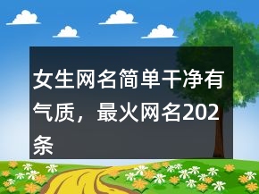 女生网名简单干净有气质，最火网名202条