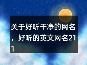 关于好听干净的网名，好听的英文网名211条