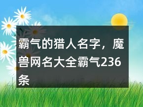 霸气的猎人名字，魔兽网名大全霸气236条