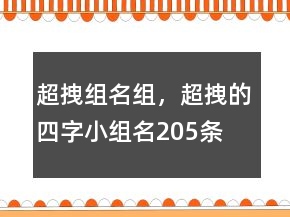 超拽组名组，超拽的四字小组名205条