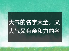 大气的名字大全，又大气又有亲和力的名字238条