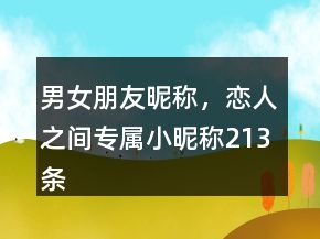 男女朋友昵称，恋人之间专属小昵称213条