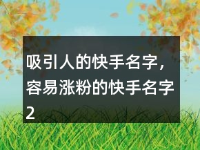 吸引人的快手名字，容易涨粉的快手名字221条