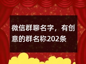 微信群聊名字，有创意的群名称202条