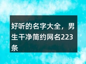 好听的名字大全，男生干净简约网名223条