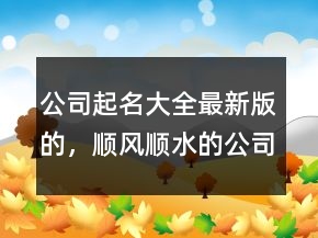 公司起名大全最新版的，顺风顺水的公司名字207条