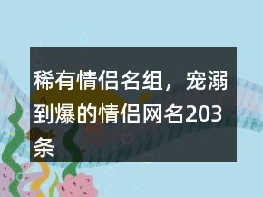 稀有情侣名组，宠溺到爆的情侣网名203条