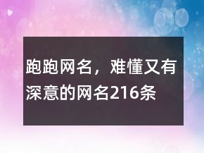 跑跑网名，难懂又有深意的网名216条