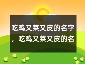 吃鸡又菜又皮的名字，吃鸡又菜又皮的名字227条