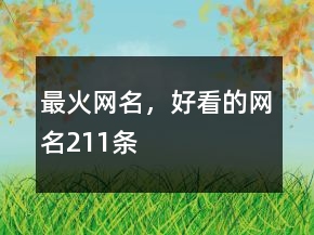 最火网名，好看的网名211条