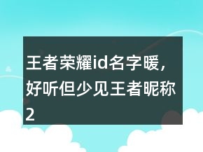 王者荣耀id名字暖，好听但少见王者昵称222条