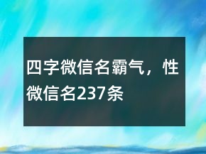四字微信名霸气，性微信名237条