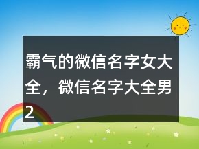霸气的微信名字女大全，微信名字大全男241条