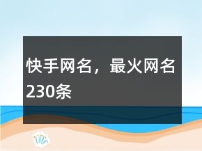 快手网名，最火网名230条