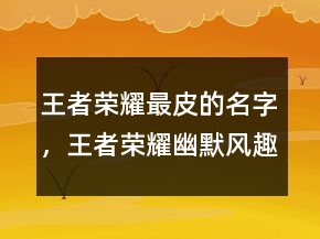 王者荣耀最皮的名字，王者荣耀幽默风趣名字239条