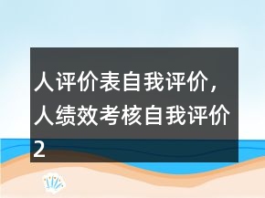 人评价表自我评价，人绩效考核自我评价240条