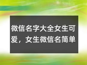 微信名字大全女生可爱，女生微信名简单可爱225条