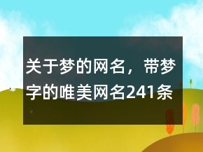 关于梦的网名，带梦字的唯美网名241条