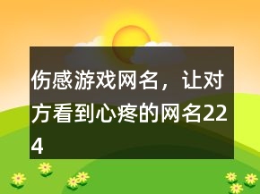 伤感游戏网名，让对方看到心疼的网名224条
