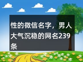 性的微信名字，男人大气沉稳的网名239条