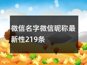 微信名字微信昵称最新性219条