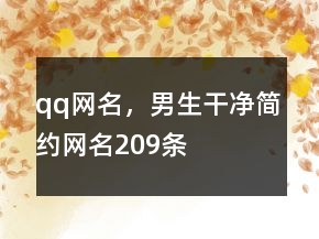 qq网名，男生干净简约网名209条
