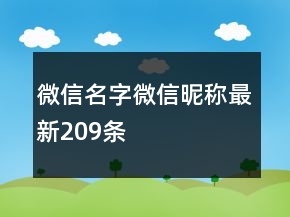 微信名字微信昵称最新209条