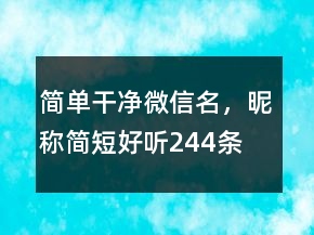 简单干净微信名，昵称简短好听244条