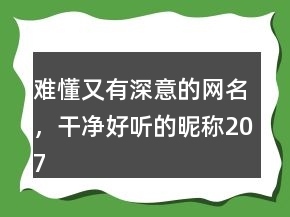 难懂又有深意的网名，干净好听的昵称207条
