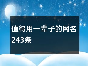 值得用一辈子的网名243条