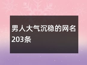 男人大气沉稳的网名203条