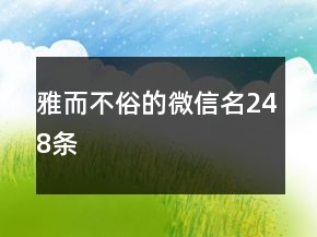 雅而不俗的微信名248条