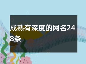 成熟有深度的网名248条