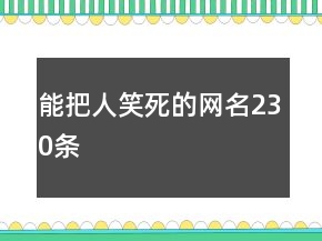 能把人笑死的网名230条