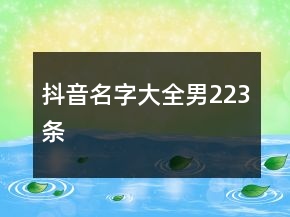 抖音名字大全男223条