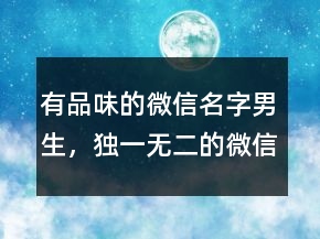 有品味的微信名字男生，独一无二的微信名236条