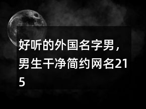 好听的外国名字男，男生干净简约网名215条