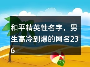 和平精英性名字，男生高冷到爆的网名236条