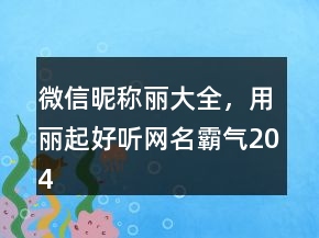 微信昵称丽大全，用丽起好听网名霸气204条