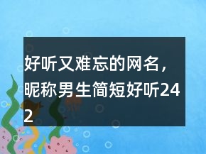 好听又难忘的网名，昵称男生简短好听242条