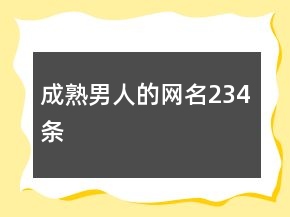 成熟男人的网名234条